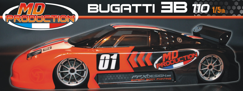 Carrosserie 1/5éme BUGATTI EB 110, pour 535mm, monobloc, non déc